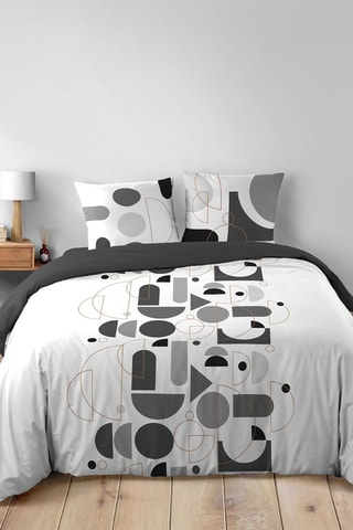 Parure de couette en coton 42 fils/cm² Chilipop - Noir et blanc