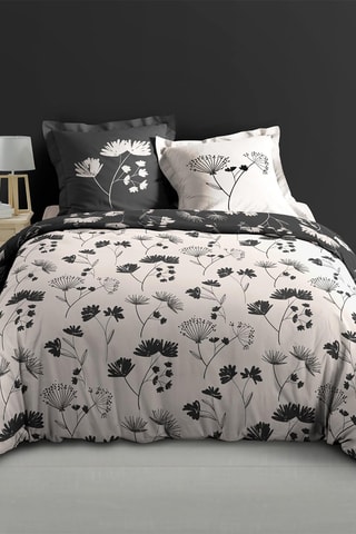 Parure de couette en coton 42 fils/cm²  Iris - Gris et blanc