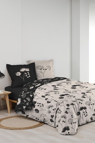 Parure de couette en coton 42 fils/cm²  Iris - Gris et blanc