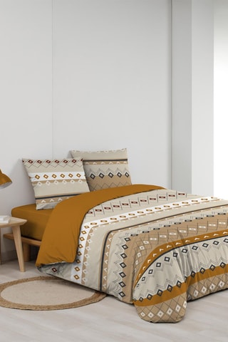 Parure de couette Xena en coton 42 fils/cm² - Marron et noir