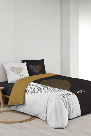 Parure de couette en coton - 42 fils/cm² Miu - Blanc et doré