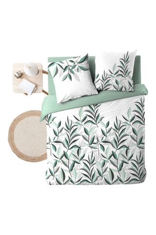 Parure de couette Eldorado en coton 105 fils/cm² - Blanc et vert