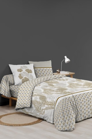 Parure de draps en coton 42 fils/cm² Melisse - Gris et doré