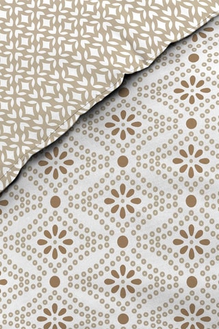 Parure de couette réversible en coton Brianna - Blanc et marron