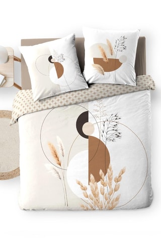 Parure de draps en coton Natacha - Beige et blanc