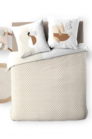 Parure de draps en coton Natacha - Beige et blanc