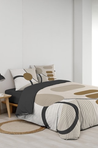 Parure de draps en coton Santana - Ecru, noir et doré