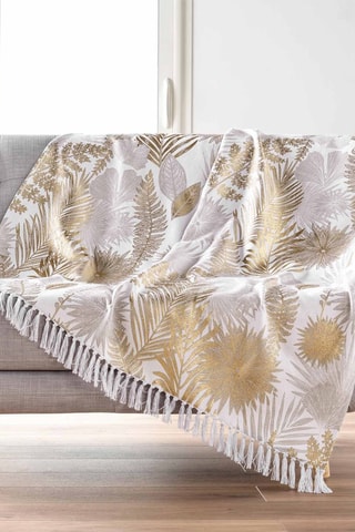 Plaid Melisse - Blanc, gris et doré - 125 x 150 cm