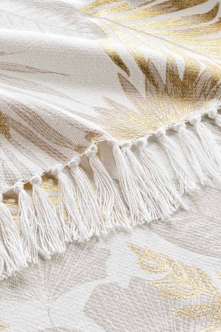 Plaid Melisse - Blanc, gris et doré - 125 x 150 cm