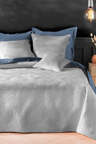 Couvre-lit et taies d'oreiller en velours Solange - Gris