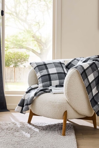 Coussin Ecossais - Anthracite et blanc - 45 x 45 cm