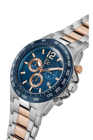 Montre à quartz en acier - 
Chronographe et tachymètre - Argenté et doré rose masqué pour offre black week