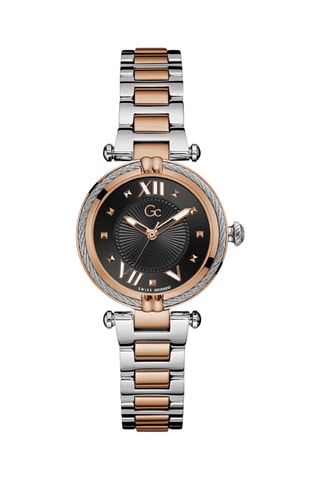 Montre à quartz en acier et doré à l'or fin rose 