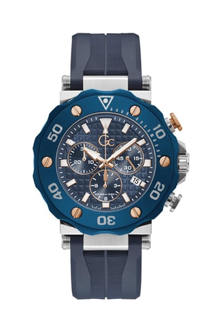 Montre à quartz en silicone - Chronographe - Bleu marine et argenté 