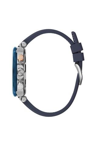 Montre à quartz en silicone - Chronographe - Bleu marine et argenté 