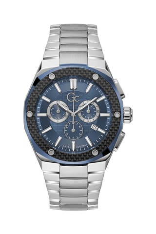 Montre à quartz en acier  - Chronographe - Argenté et noir