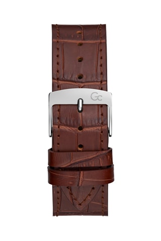 Montre à quartz en cuir véritable - Chronographe - Marron et argenté