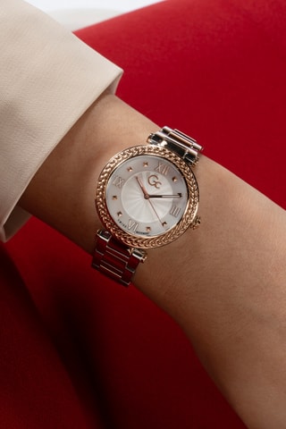 Montre à quartz en acier - Argenté et rose doré