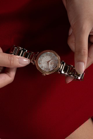 Montre à quartz en acier - Argenté et rose doré