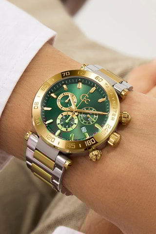 Montre en acier - Tachymètre - Argenté et doré