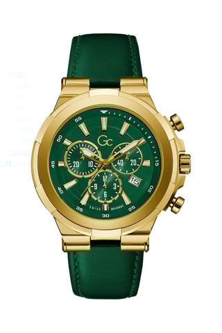 Montre à quartz en cuir Vert et doré