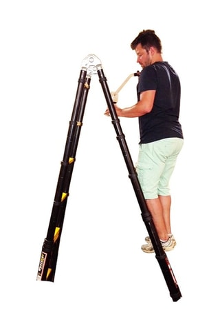 Echelle-escabeau télescopique Grafitek, housse de transport et plateforme pliante antidérapante - 5 m et 2,50 m