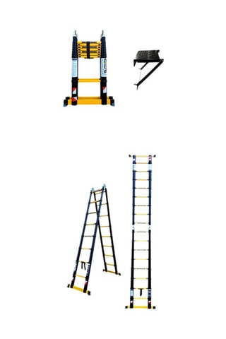 Echelle-escabeau télescopique Grafitek, housse de transport et plateforme pliante antidérapante - 5,60 m et 2,80 m