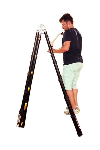 Echelle-escabeau télescopique Grafitek, housse de transport et plateforme pliante antidérapante - 5,60 m et 2,80 m