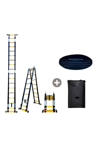 Echelle-escabeau télescopique Grafitek, housse de transport et tapis antidérapant - 5,60 m et 2,80 m