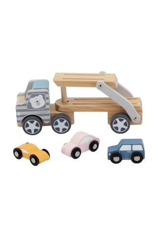 Camion plateau et 3 petites voitures en bois - Dès 18 mois