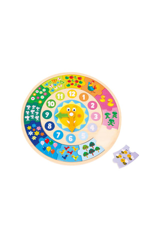 Puzzle horloge en bois - 12 pièces - Dès 2 ans
