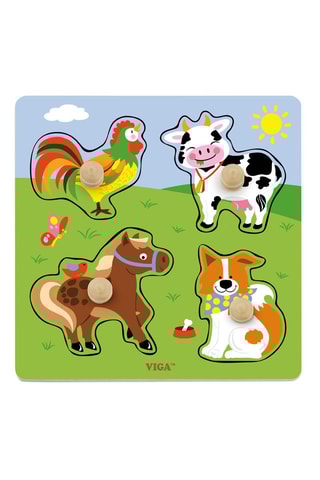 Puzzle animaux de ferme en bois  - 4 pièces - Dès 1 an
