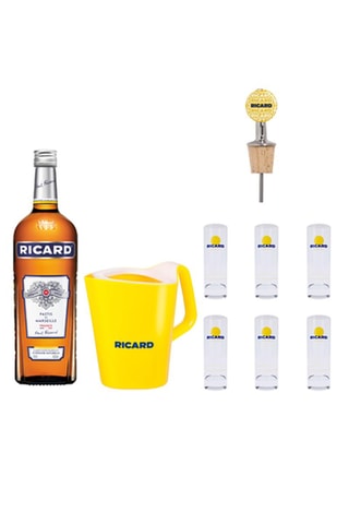 Ricard Pastis de Marseille 1 l, 6 verres Ricard 22 cl, Broc Ricard et Bec verseur Ricard
