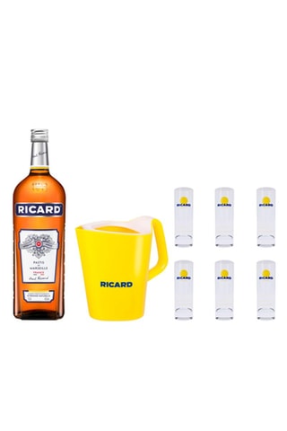 Ricard 1,5 l, 6 verres Ricard 22 cl et Broc Ricard 