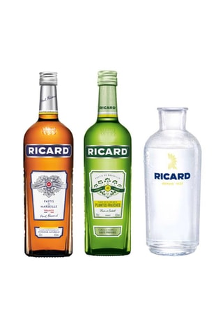 Ricard Pastis de Marseille 1 l, Ricard Plantes Fraiches 70 cl et Carafe Ricard Lehanneur 70 cl