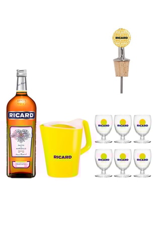 Ricard 1,5 l, 6 verres Ricard 17 cl, Broc Ricard et Bec verseur Ricard