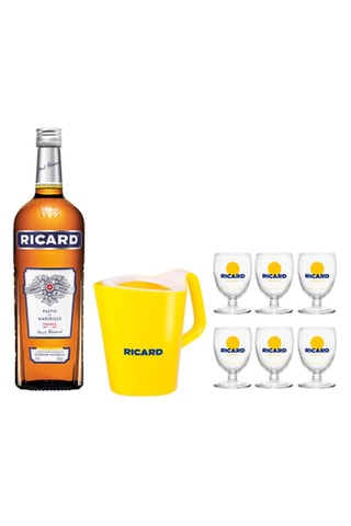 Ricard Pastis de Marseille 1 l, 6 verres Ricard 17 cl et Broc Ricard