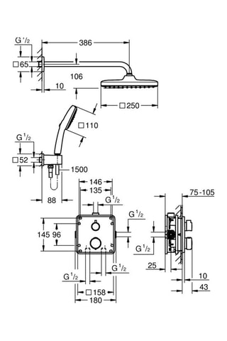 Ensemble de douche thermostatique encastré Quickfix - Precision