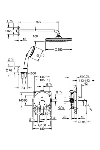 Ensemble douche encastrée Start
