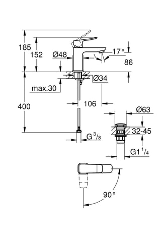 Mitigeur monocommande pour Lavabo