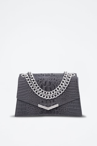 Sac porté épaule en cuir de veau - Anthracite - IKKS