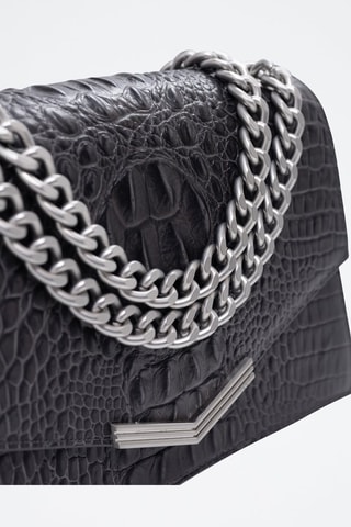 Sac porté épaule en cuir de veau - Anthracite - IKKS