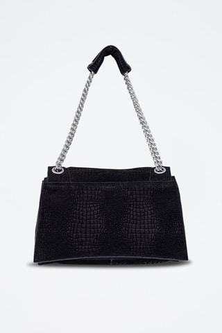 Sac porté épaule en cuir de veau - Noir - IKKS