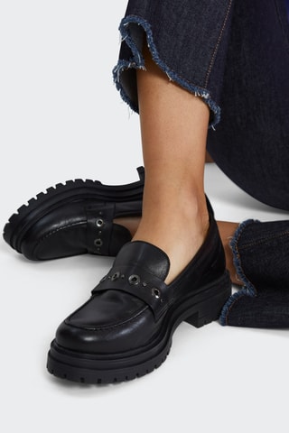 Mocassins à talons  en cuir - Noir - I.Code