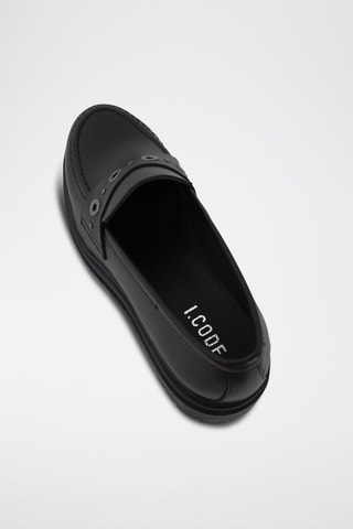 Mocassins à talons  en cuir - Noir - I.Code