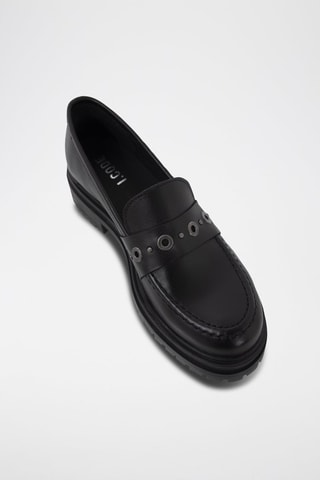 Mocassins à talons  en cuir - Noir - I.Code