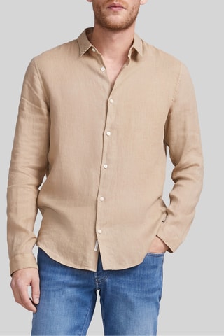 Chemise slim en lin - Beige - IKKS