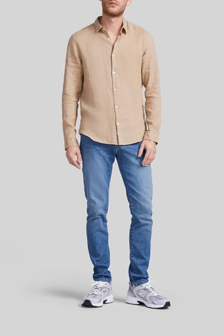 Chemise slim en lin - Beige - IKKS