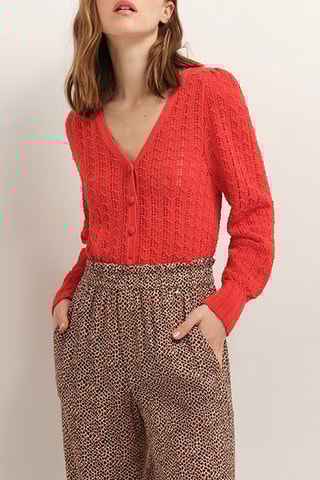 Cardigan réversible en lin - Rouge - One Step