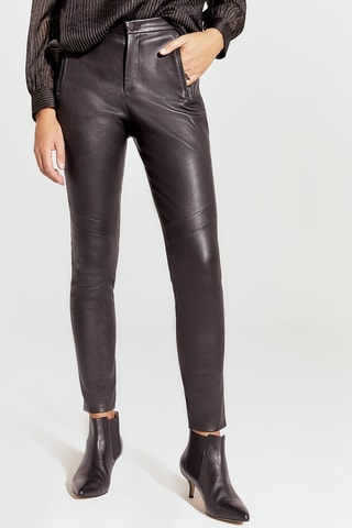 Pantalon en cuir d'agneau - Noir - IKKS